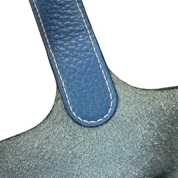 Auth HERMES Picotin Lock PM - Blue Jean Taurillon Clemence Square R Handbag - Picture 15 of 16